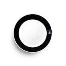 black egg shaped cappuccino cup and saucer