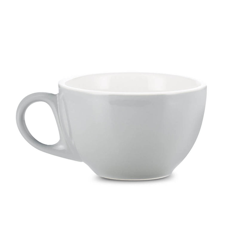 grey cappuccino cup and saucer