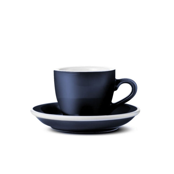 denim egg shaped espresso cup and saucer