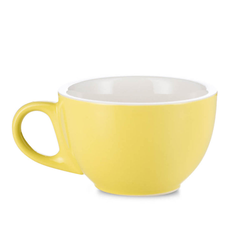 8 ounce yellow latte cup and saucer