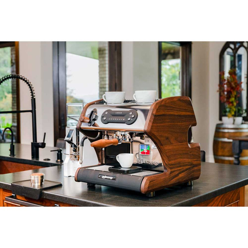 lucca mini home espresso machine walnut