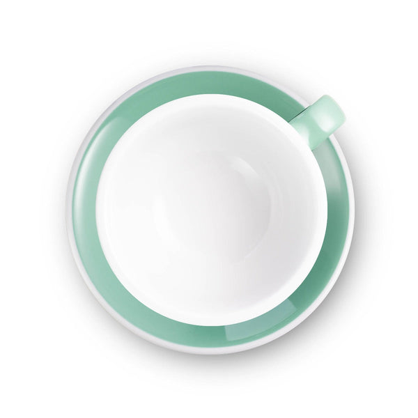 mint egg shaped latte cup and saucer