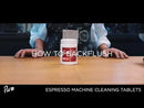 urnex puro espresso cleaner video on how to backflush