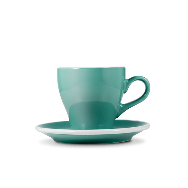 tulip shaped cappuccino cup and saucer teal