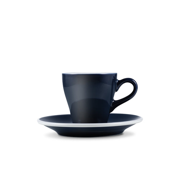 tulip shaped cappuccino cup and saucer denim