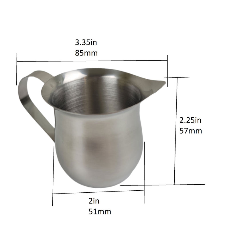 3 ounce stainless steel bell pitcher dimensions