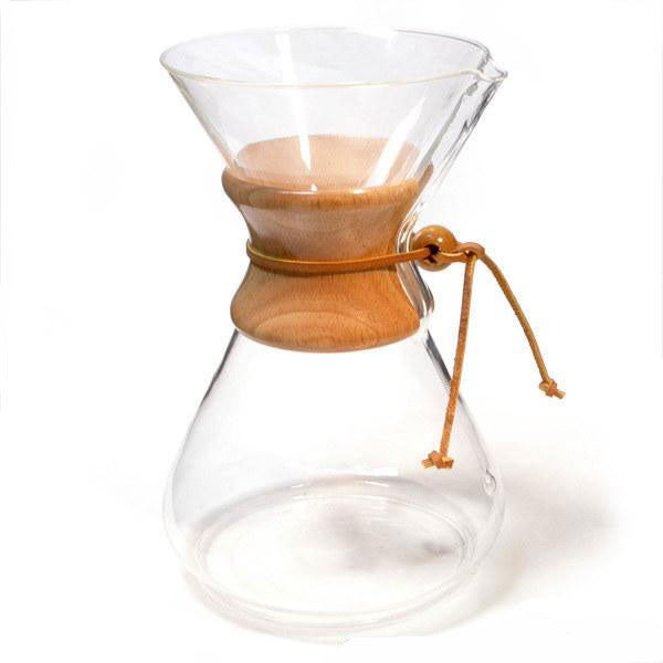 chemex classic 10 cup coffee brewer with natural rawhide