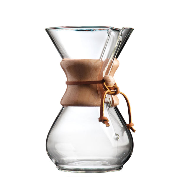 chemex classic 8 cup coffee brewer with natural rawhide