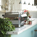 gb5s 3 group abr espresso machine in cafe