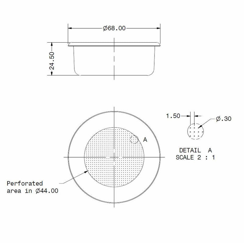 Precision Ridgeless Double Portafilter Basket - 12/18gr