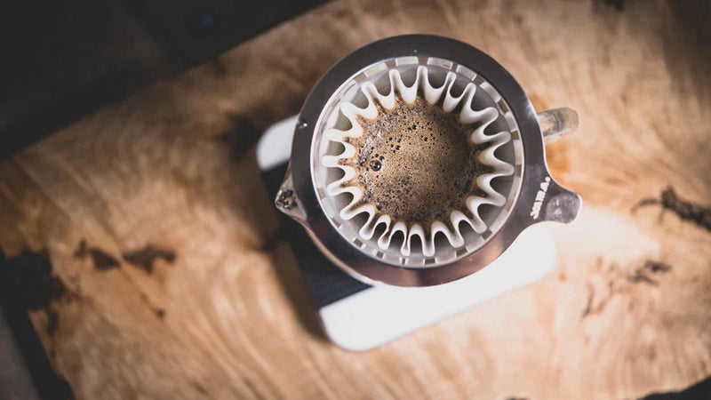 pour-over coffee being brewed