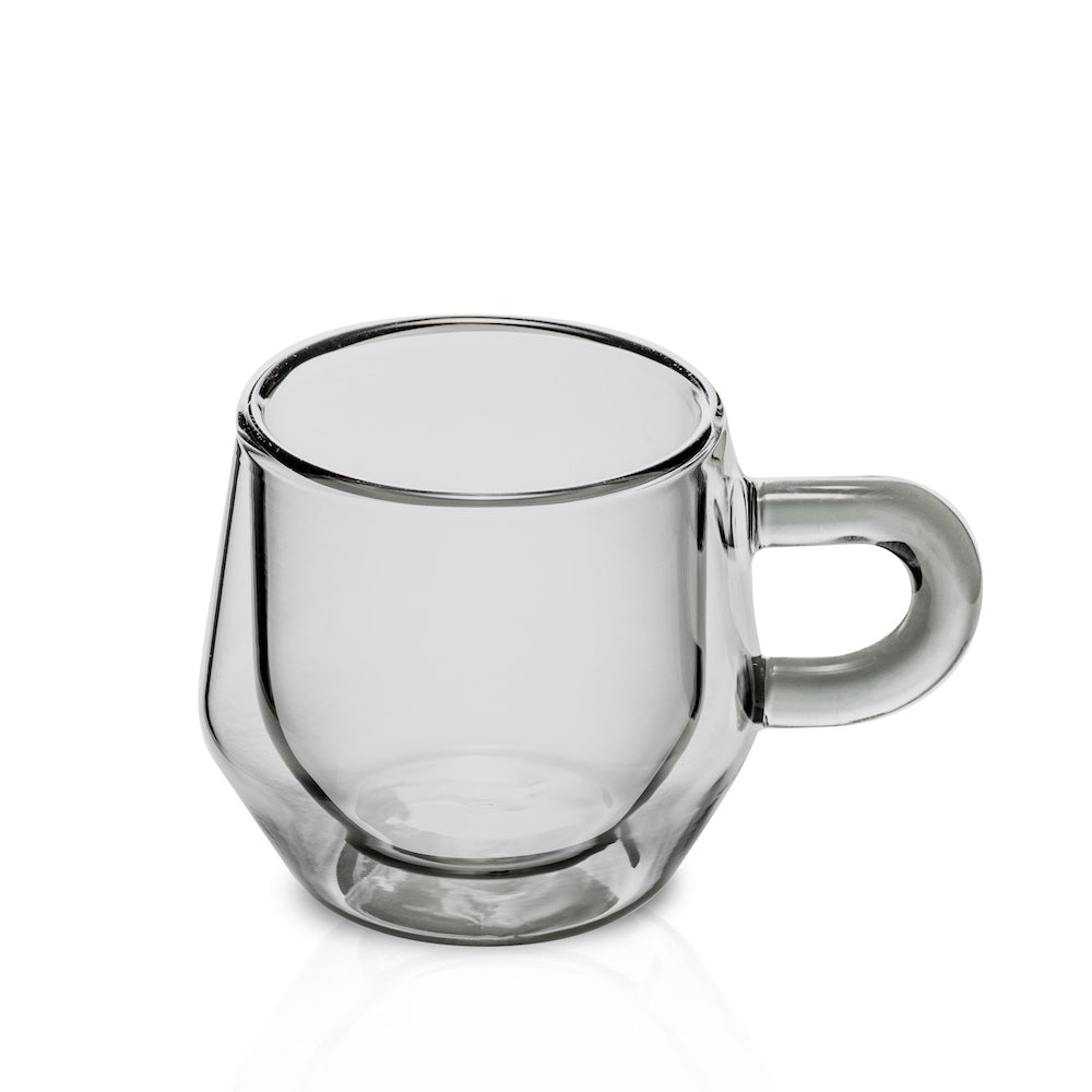 Double Walled Glass Coffee Mugs, Set of 2 Smoke / 4OZ