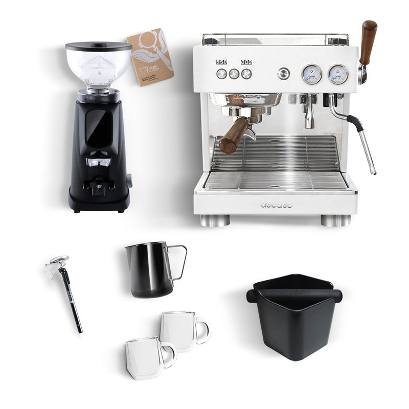 white baby t plus home espresso machine kit