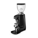 Black coffee grinder with clear container on a white background