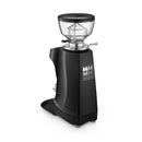 Black coffee grinder with clear top on a white background
