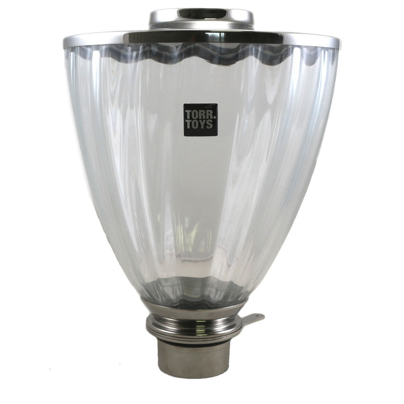 Glass Hopper for Mazzer, S1 Style, 1300 gram, Crystal Optics, Glossy Inox Adapter