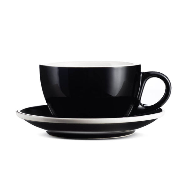 black cappuccino cup and saucer set