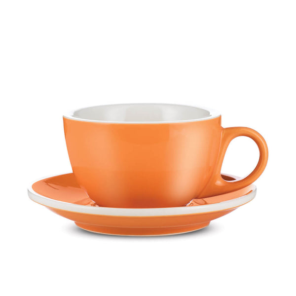 orange cappuccino cup and saucer set