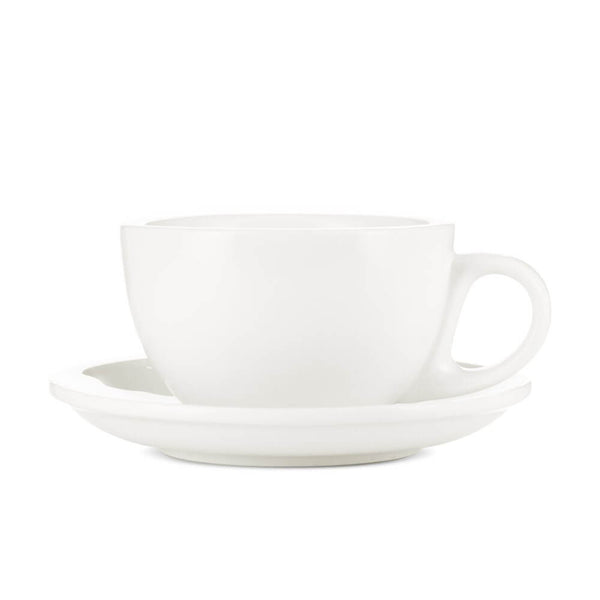 white cappiccuno cup and saucer