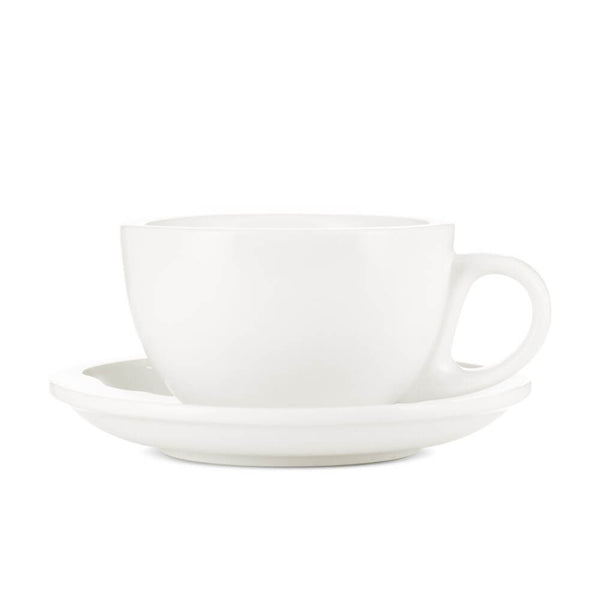 white cappuccino cup and saucer set