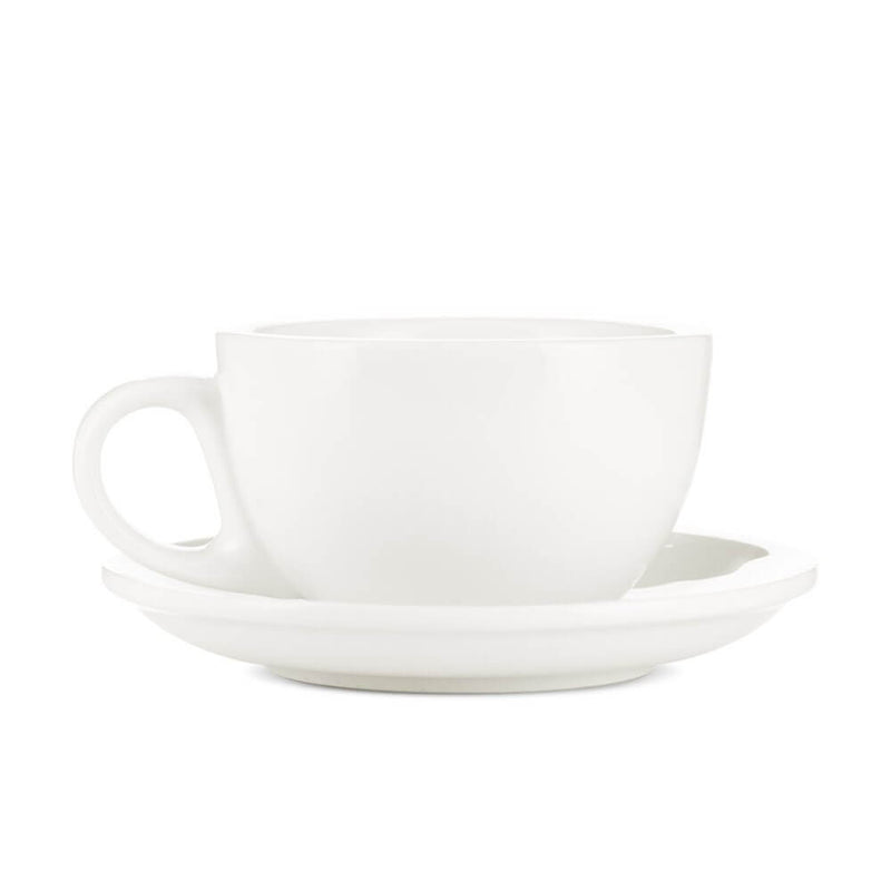white cappiccuno cup and saucer