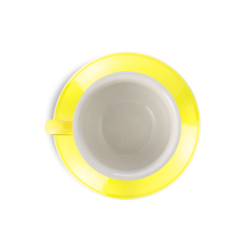 6 ounce yellow cappuccino cup and saucer