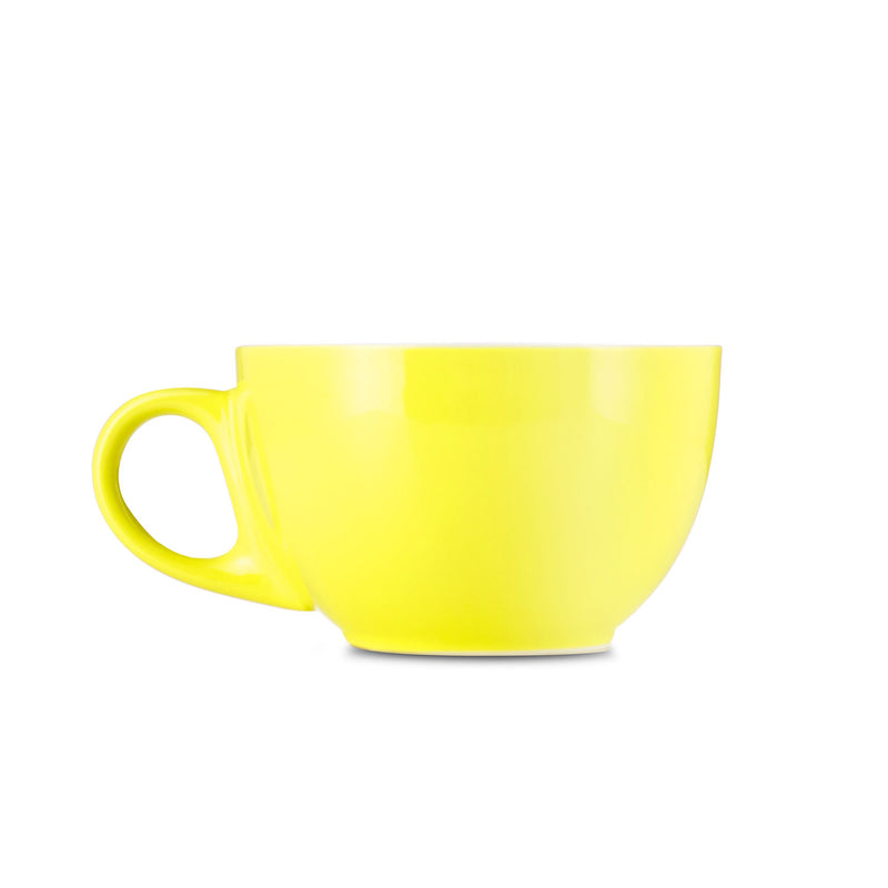 6 ounce yellow cappuccino cup and saucer