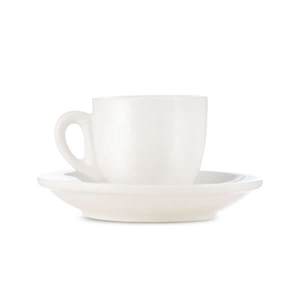 white 2 ounce espresso cup and saucer