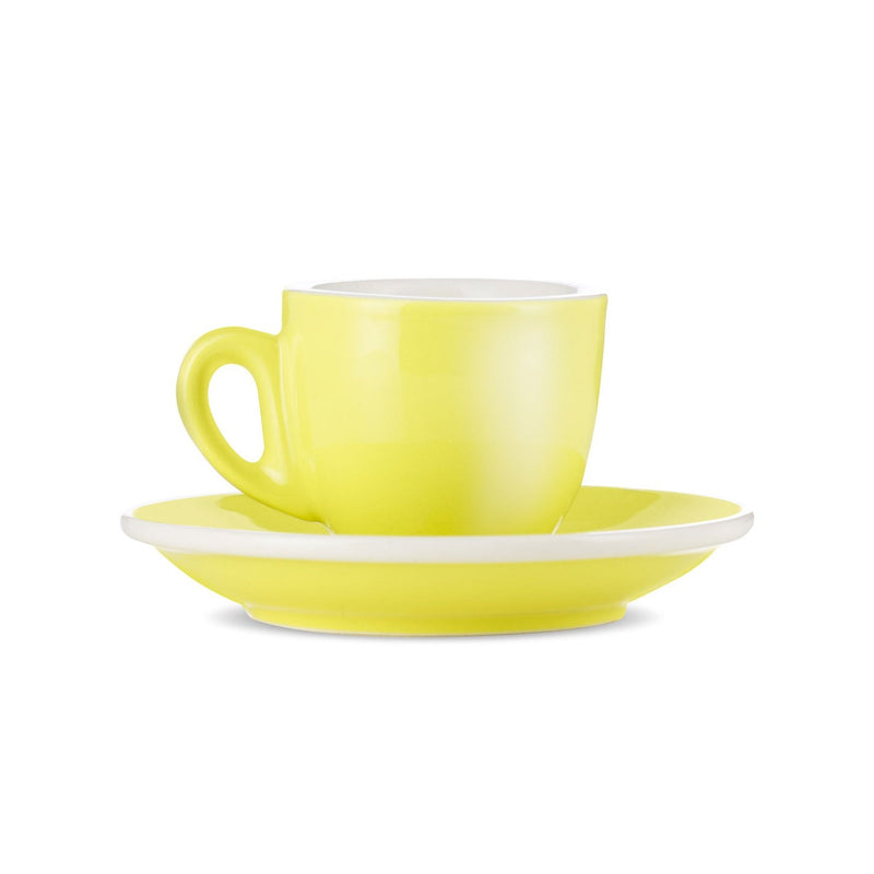 yellow espresso cup and saucer