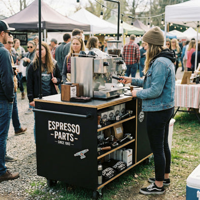 mobile coffee cart set up