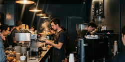 busy cafe during a coffee rush