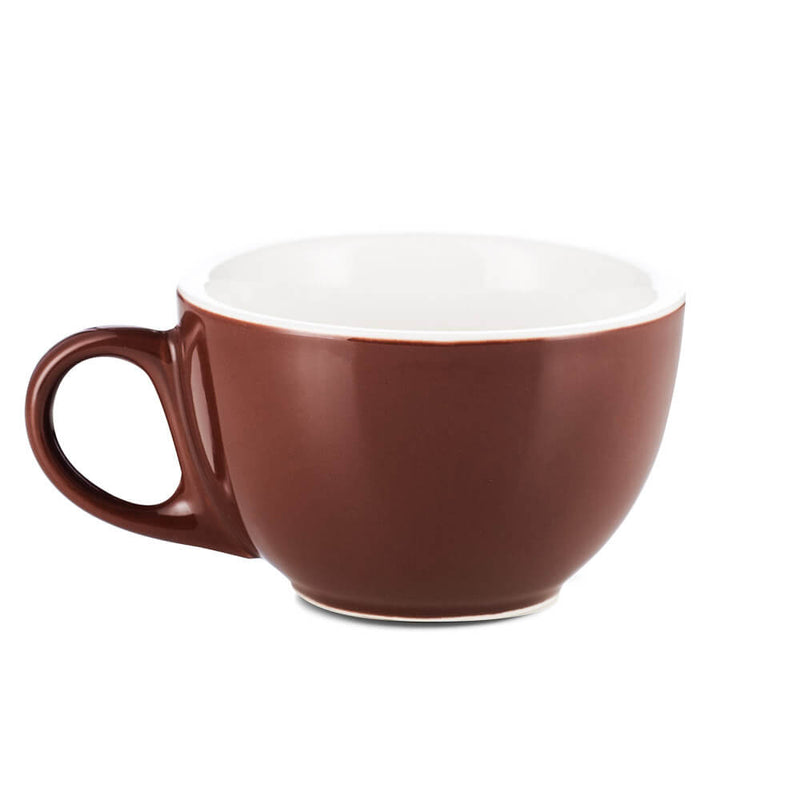 brown 12 ounce latte cup and saucer set