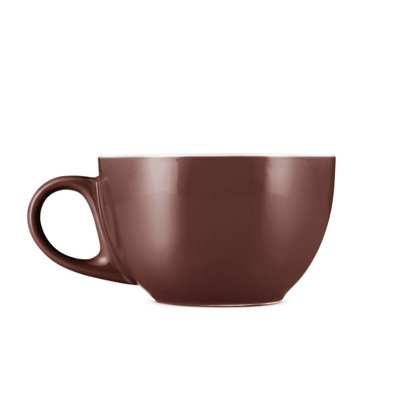brown 12 ounce latte cup and saucer set