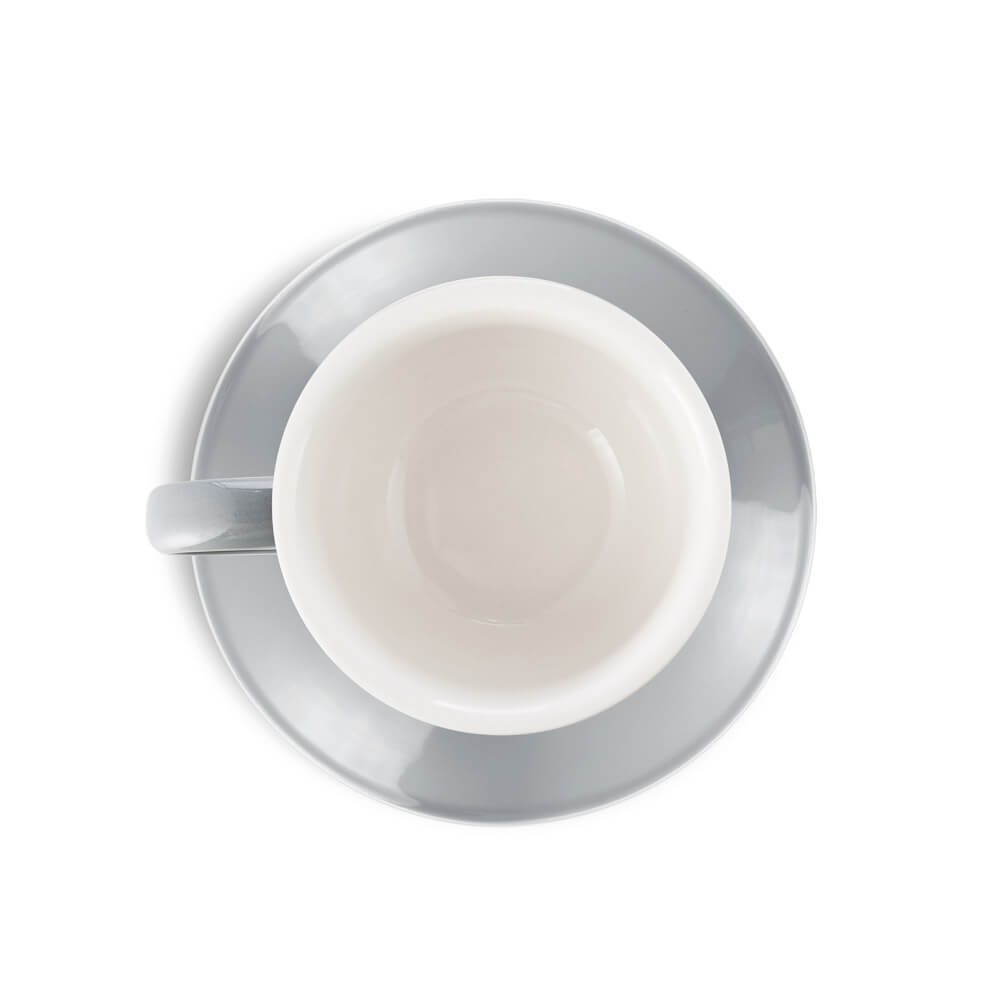 Espresso Parts Porcelain Latte Cup & Saucer - Gray (12oz/355ml)