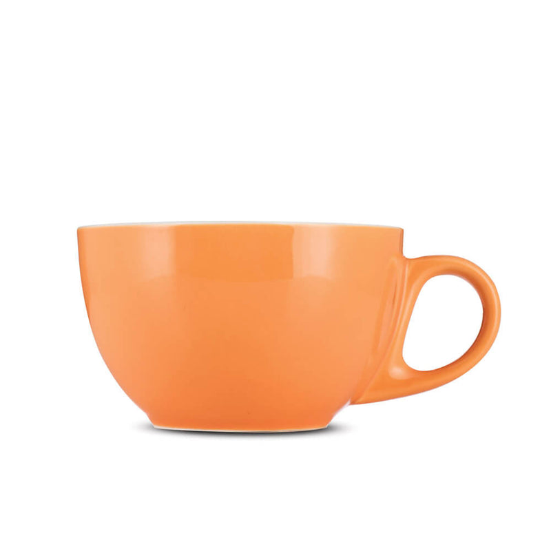 12 ounce orange latte cup and saucer