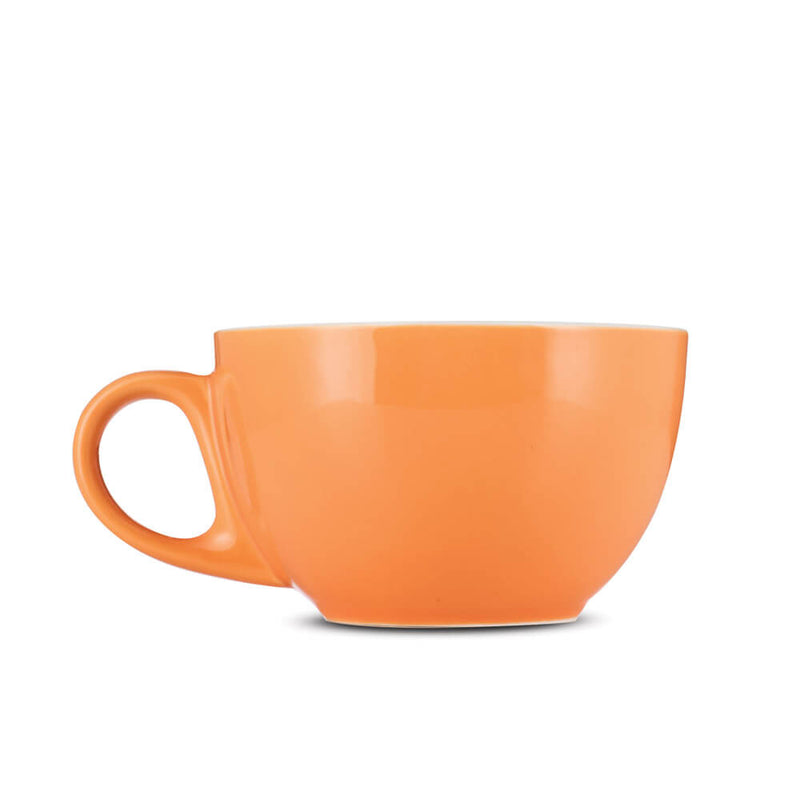 12 ounce orange latte cup and saucer