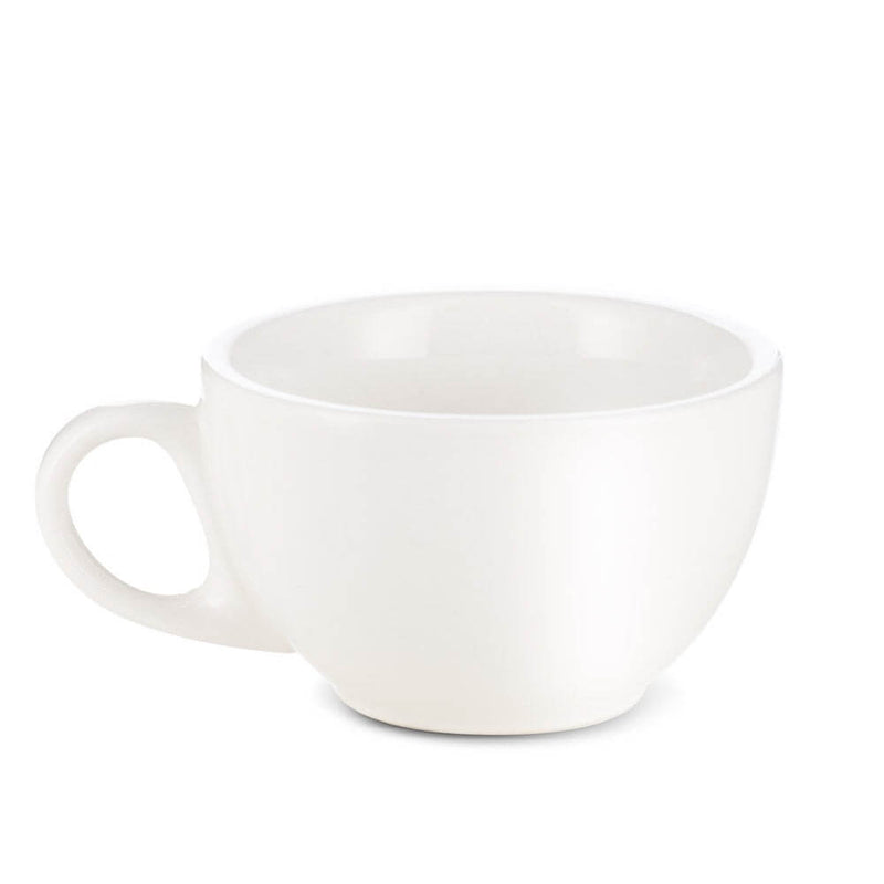 white 12 ounce latte cup and saucer set