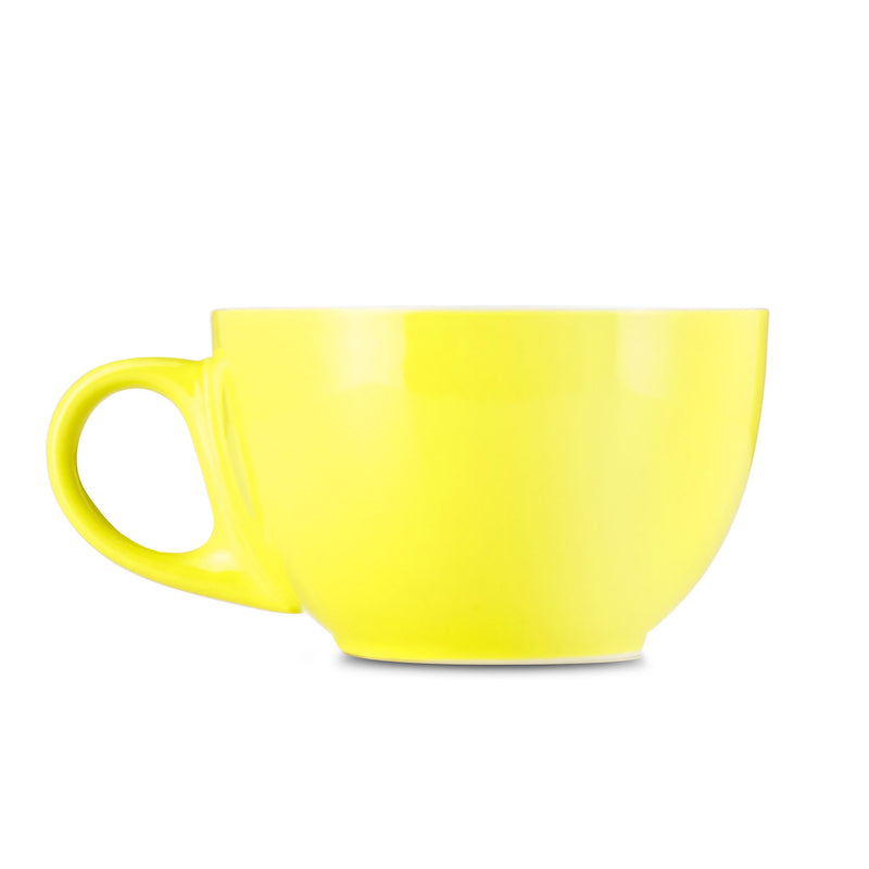 yellow 12 ounce latte cup and saucer set