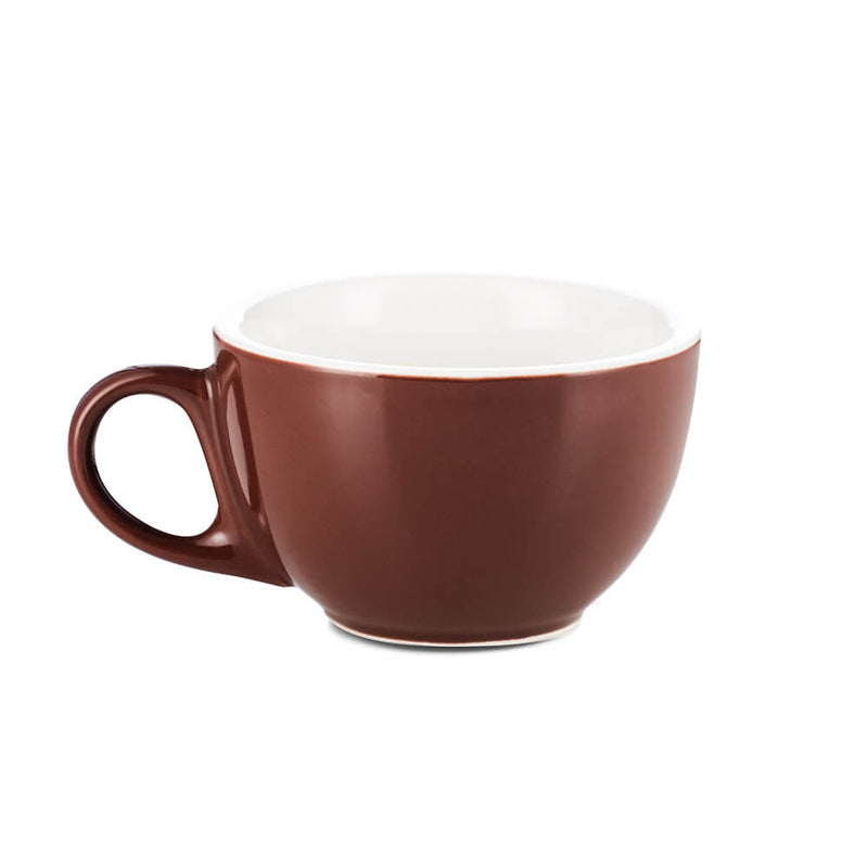brown 8 ounce latte cup and saucer set