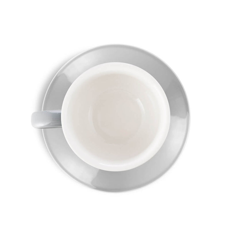 grey 8 ounce latte cup and saucer set