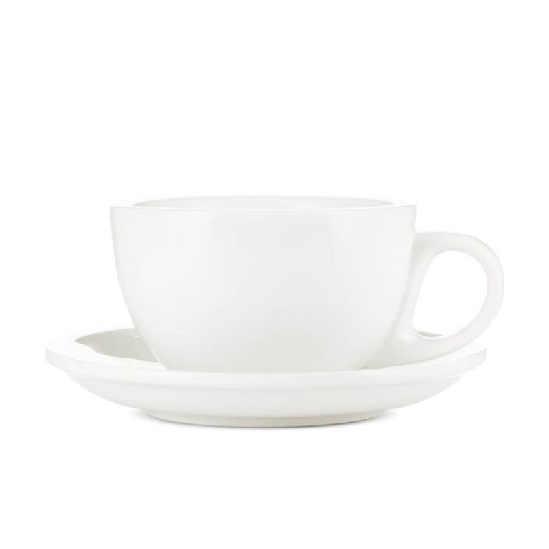 white 8 ounce latte cup and saucer set