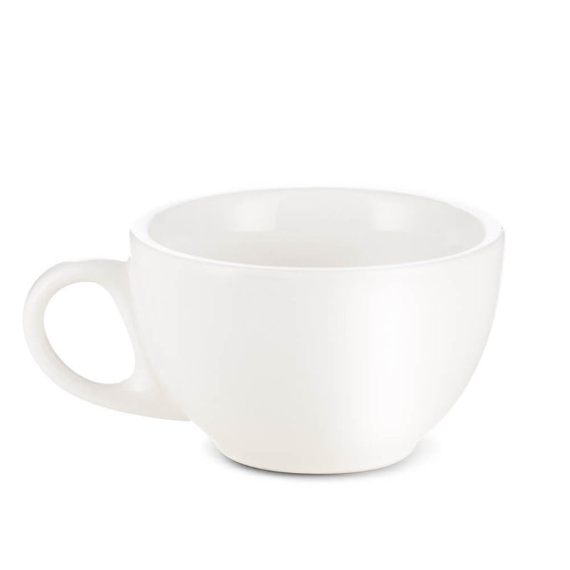 white 8 ounce latte cup and saucer set