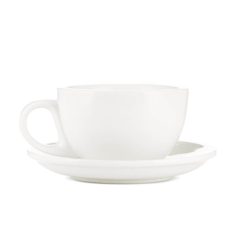 white 8 ounce latte cup and saucer set