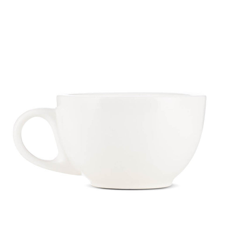 white 8 ounce latte cup and saucer set