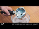 urnex puro espresso cleaner video on how to soak baskets and portafilters