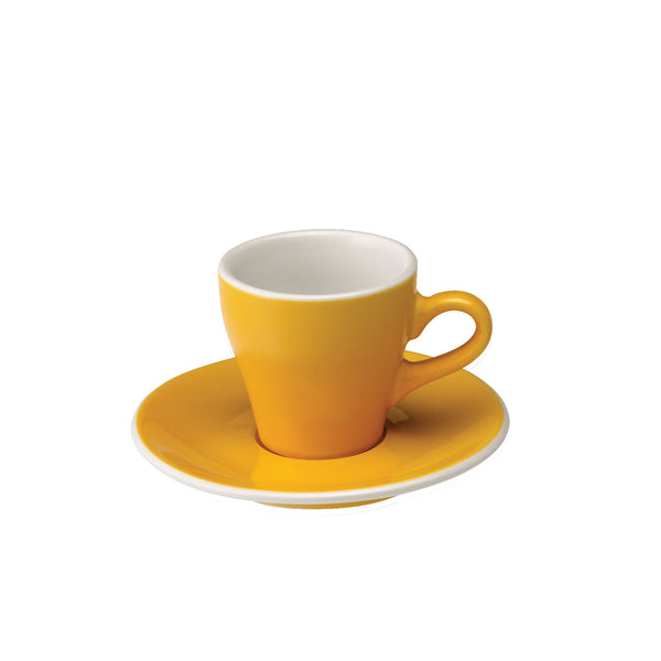 yellow tulip shaped espresso cup and saucer