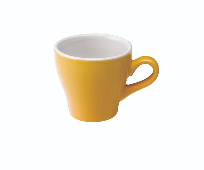 tulip shaped cappuccino cup and saucer yellow