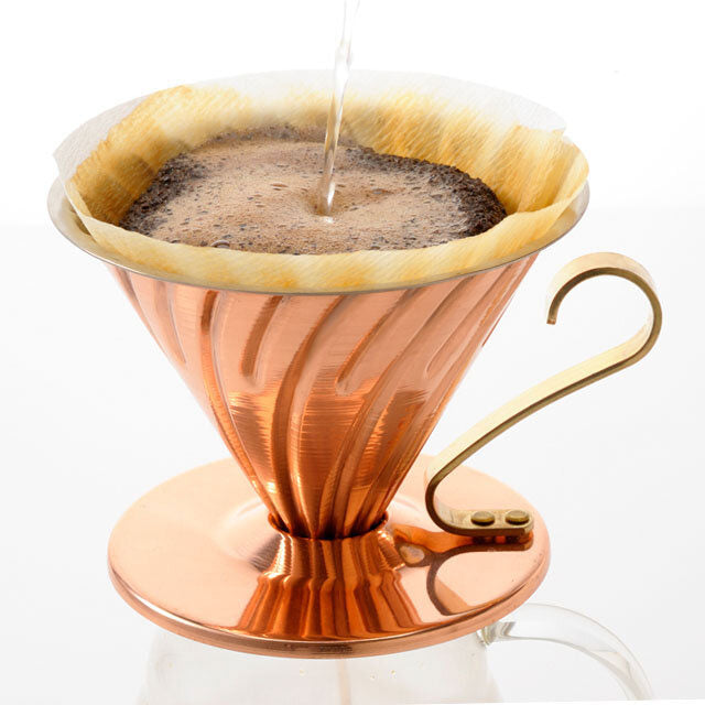 "Discover the artistry of Hario V60 copper design Dripper at Espresso Parts. Elevate your coffee experience with beautifully crafted equipment. Make your coffee ritual a serene."