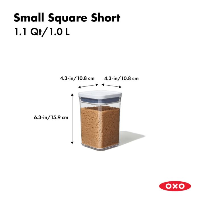 OXO 1.1 qt. Short Small Square Steel Pop Container