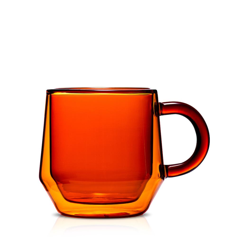 2 Hearth Double-Wall Amber Glass Mugs